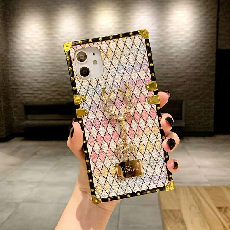 

Luxury Glitter Christmas Deer Square Phone Case For Xiaomi Redmi 10 9T 9A 9C 8A Note 11 Pro 9 8 11S 10S 9 S Mi 11T X3 Back Cover