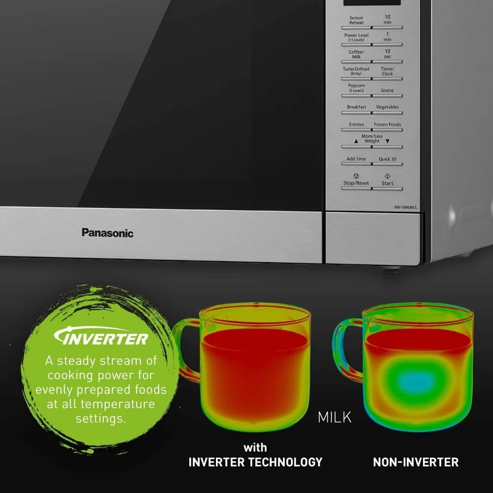 NN-SN68KS Compact Microwave Oven with 1200W Power, Sensor Cooking, Popcorn Button, Quick 30Sec 4