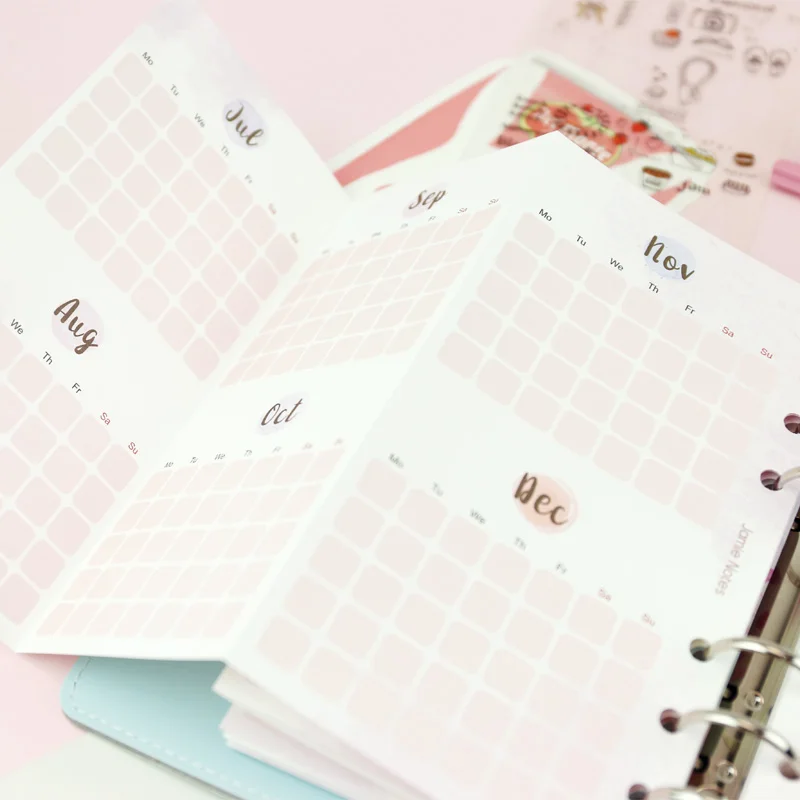 Fromthenon Pink Cute Monthly Planner Inserts A5 A6 A7 Notebook Refill  Filler Papers 2024 Agenda Planner School Stationery - AliExpress