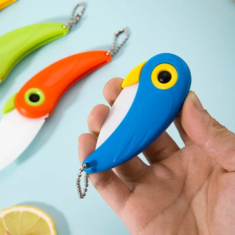 1PC Portable Fold Ceramic Knife Mini Vegetable Kitchen Cutter Peeler Multifunctional Bird Picnic Lunch Cut Slice Fruit Cutlery