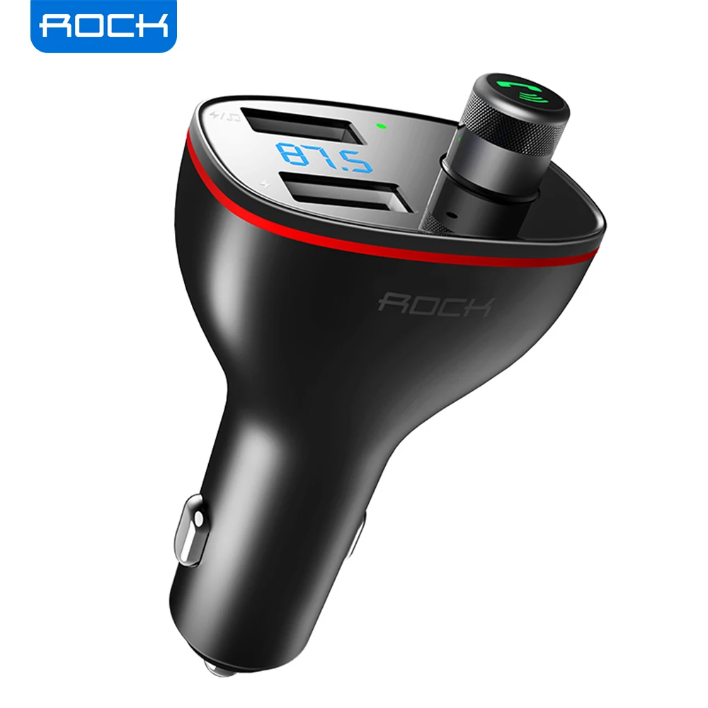 

ROCK FM Transmitter Car Wireless Bluetooth 4.2 FM Radio Modulator Car Kit 2.4A USB Car Charger Handsfree Aux Audio MP3 Player