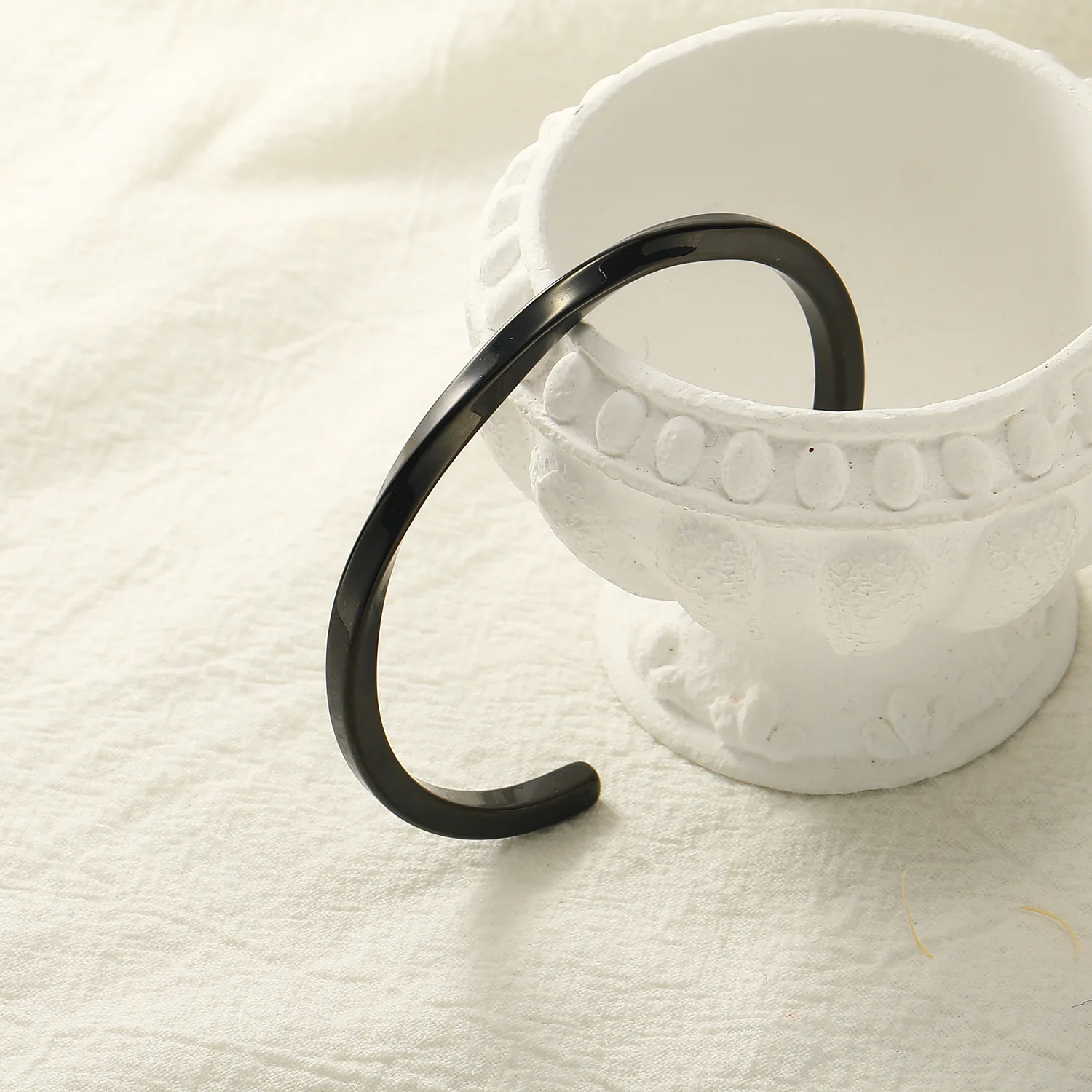 Minimalist Polished Twisted Bangle Opening Stainless Steel Waterproof Rust Proof Women's Bracelet Birthday Gifts Punk Jewelry