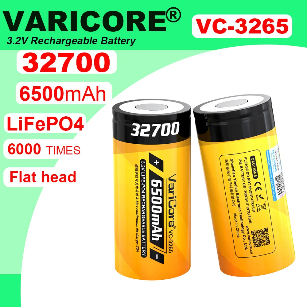 NUOVA Batteria LiFePO4 3.2V 32700 6500mAh, Litio Ferro Fosfato, Scarica Continua 35A, Massima Potenza 55A