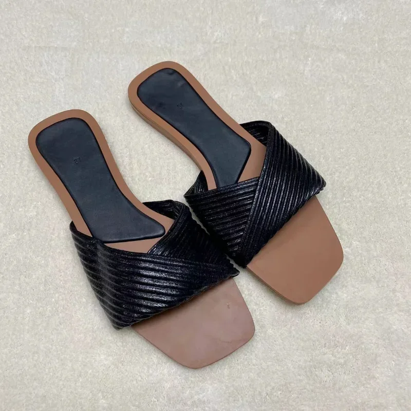 

Шлепанцы женские летние с открытым носком, на Плоском Каблуке