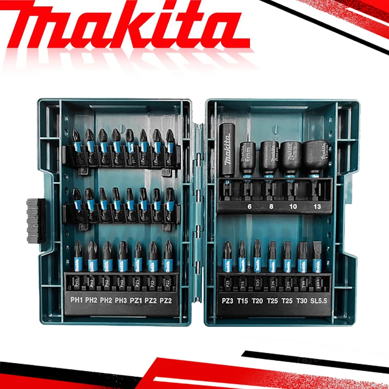 

Makita E-06638 Impact Screwdriver Bits Set 35Pcs Screw Household Electric Hexagon Screwdriver Head Sleeve Black Batch Head Set