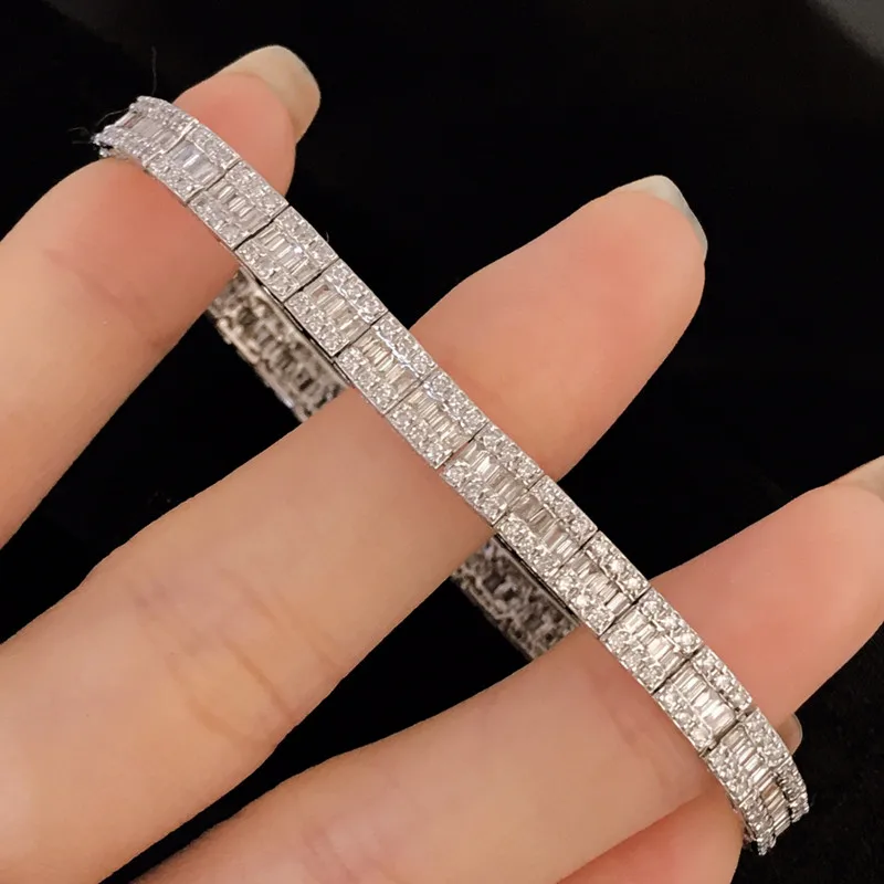 

UBESTNICE Luxury Full Diamond Bracelets Genuine 18K Solid White Gold AU750 Women Fine Jewelry Elegant Fashion Wedding Party Gift