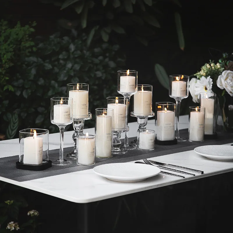 

Glass Candle Holders Simple Wedding Decoration Bar Cup Party Living Room Decor Home Table Candlestick