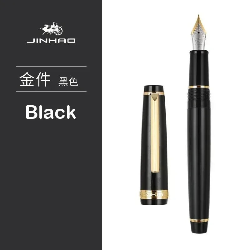 Elegant Gold Trim Acrylic Fountain Pen with Fine Nib for Writing and Calligraphy