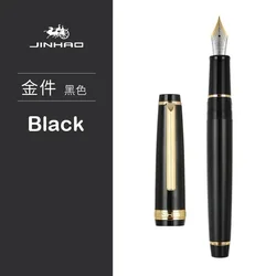 Elegant Gold Trim Acrylic Fountain Pen with Fine Nib for Writing and Calligraphy (Black)