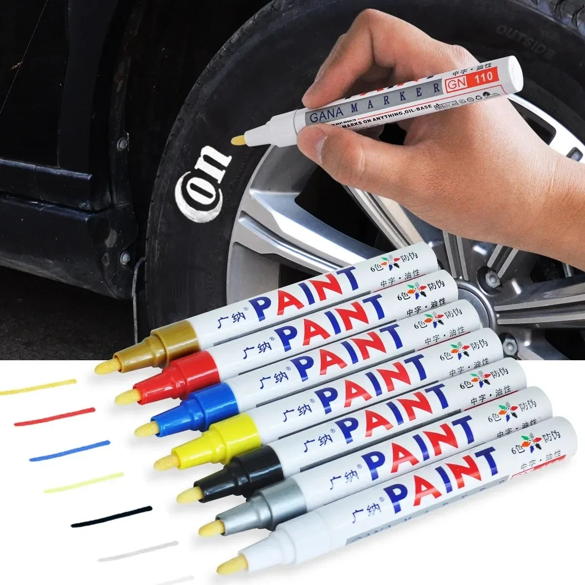 Permanent marker Paint Cleaner Car Wheel Tire Oily Painting Pen Auto Rubber Tyre Polishes Metal Graffiti Touch Scratch Wet Wax