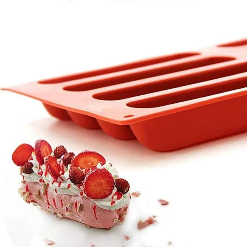Twinkie Kuchen Pan Eclair Backform Finger Förmige Cookie Eis Stick Silikon Tablett Für Wasser Flasche Seife Chcolate Engery Bar moule – Detail 4
