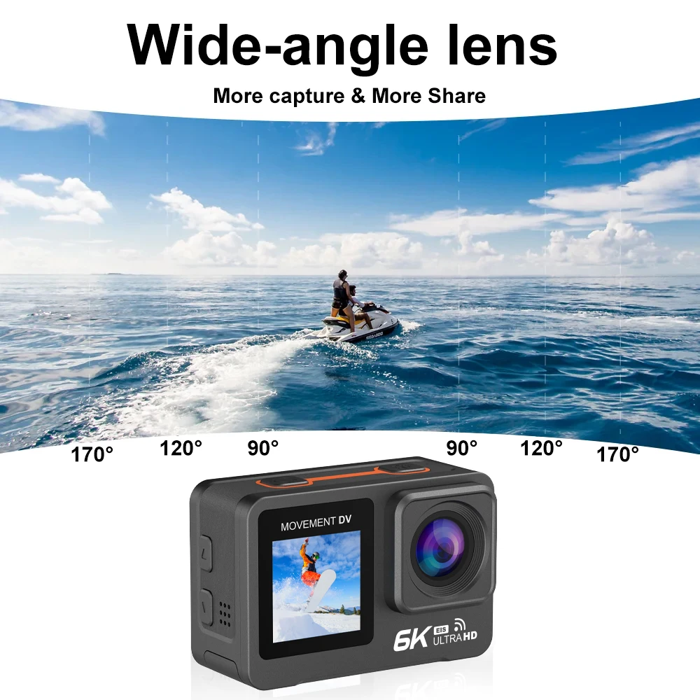 YNFECN 6K 4k 60fps WiFi Anti-shake action camera Waterproof  Sport Camera With go Remote Control pro Camcorder 6