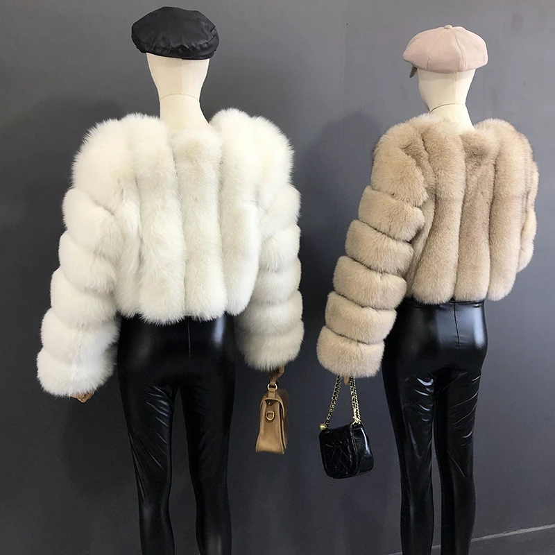 2023 New Style Women Fur Coat Real Fox Fur Jacket Natural