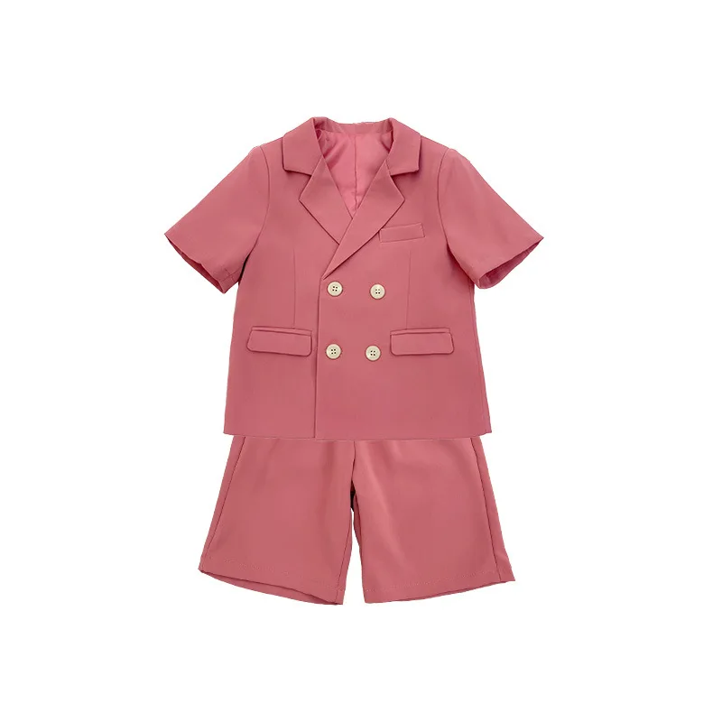 2022 Summer Childrens Short-sleeved Suit Set Kids Performance Catwalk Party Dress Costume Kids Blazer Shorts 2pcs Cl