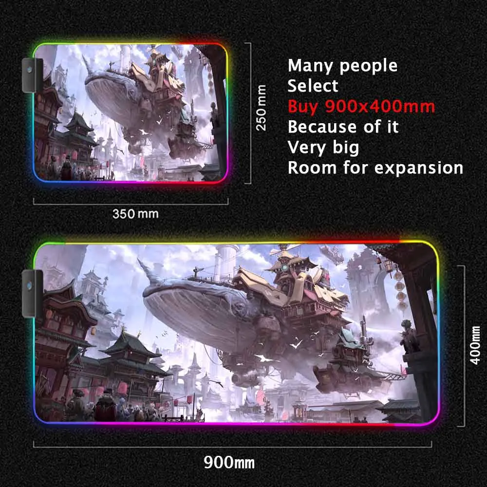 

Lumine LED Light Mousepad RGB Keyboard Desk Mat Colorful Surface Mouse Pad Waterproof Multi-size Computer Gamer Genshin Impact