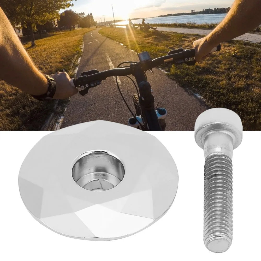 Aluminiumlegierung Fahrrad Headset Top Cap Silber Leichte Headset Vorbau Top Cover mit Schrauben Headset Vorbau Zylinder Fahrradzubehör – Detail 7
