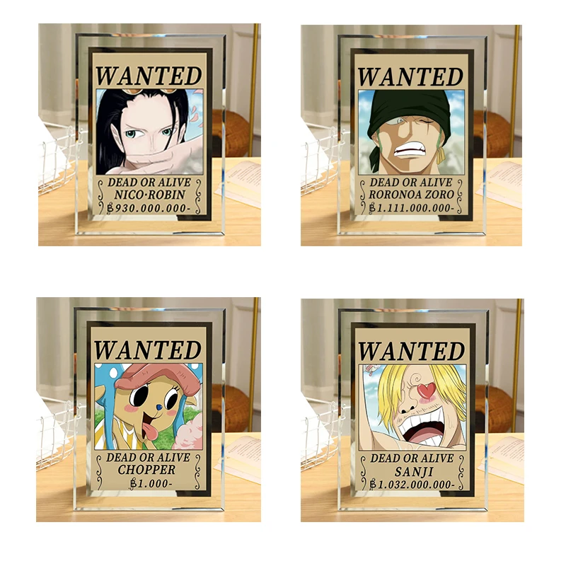 

Anime Onepiece Nami Roronoa Zoro Nico Robin Bounty Order Surrounding Crystal Glass Photo Frame Christmas Birthday Gift Toys