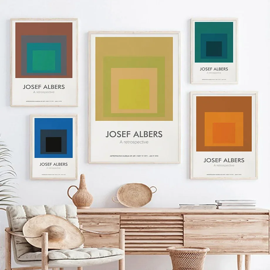 

Josef Albers Gradient Square Rectangle Wall Art Canvas Painting Nordic Posters And Prints Wall Pictures For Living Room Decor