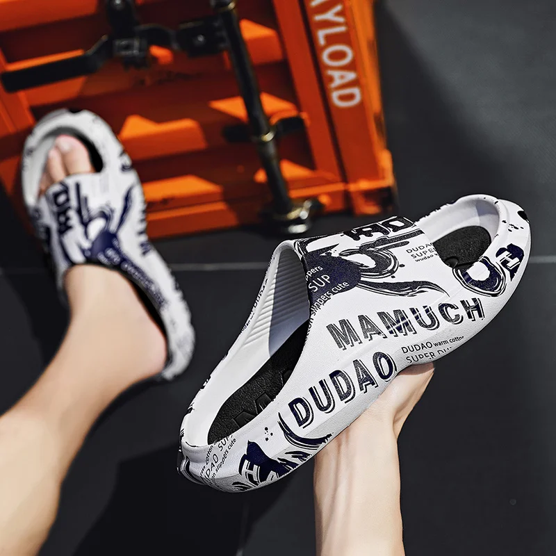 Tofflor för kvinnor och män Halkfria tofflor för inomhus utomhus Mjukt skum skjutreglage med tjock sula_voghion.com