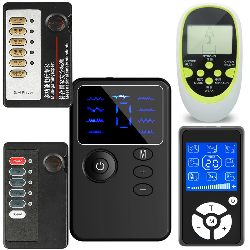 Electro Sex Toys Electric Sex Toys 5 Style Dual Output Electric Shocker Host Accessorie Electro Sex Medical Therapy Power Box E-Stim Control Cock Ring Anal Plug