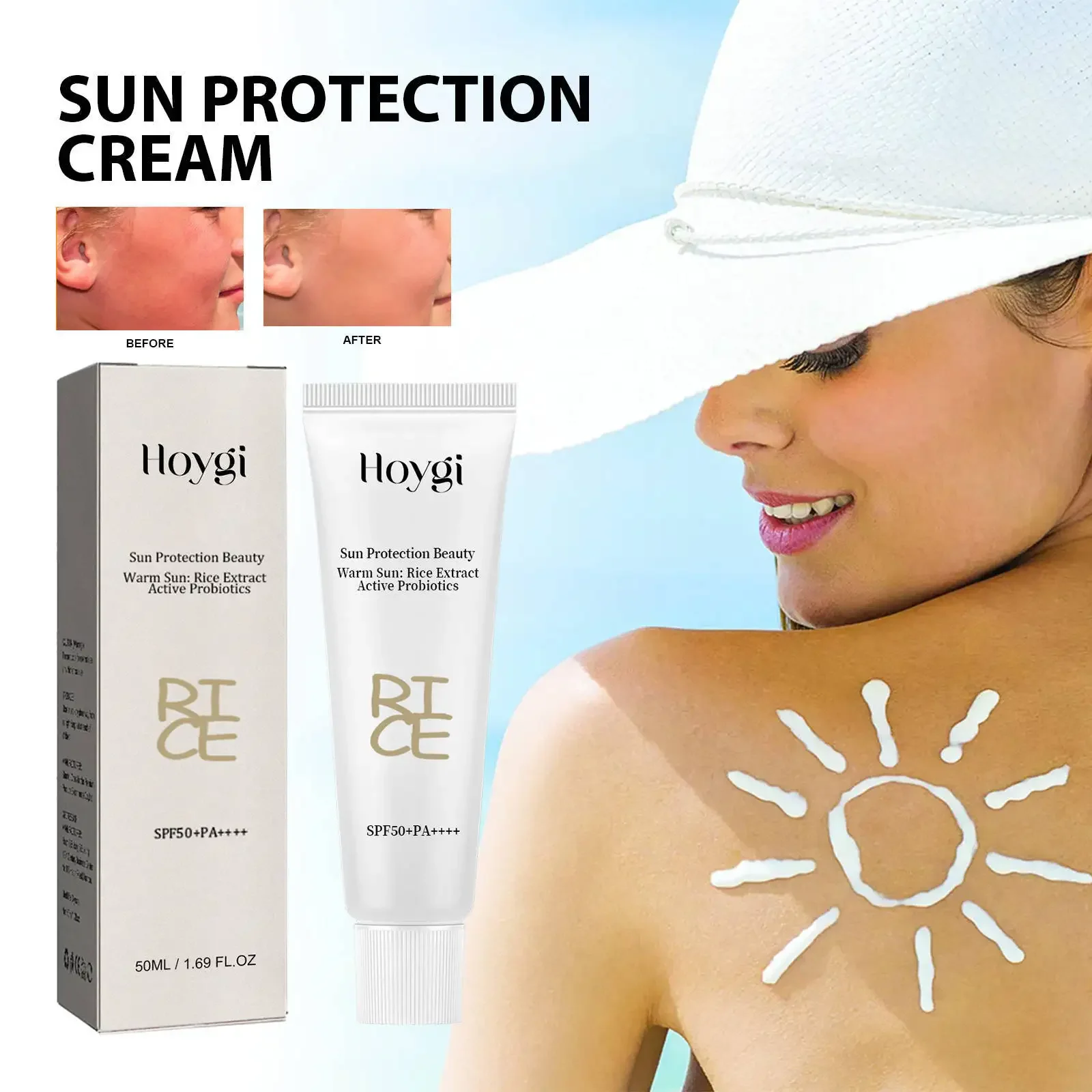 

Whitening Sun Cream Facial Body Sunscreen Sunblock Skin Protective Cream Anti-Aging Oil-control Moisturizing SPF 50 Face 1pcs
