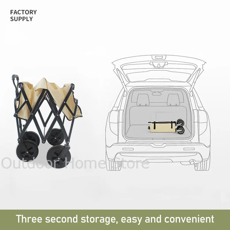 Folding Cart Portable Large Capacity Camping Wagon Wheels Outdoor Shopping Basket Carrier Foldable Beach Trolley Garden Cart
