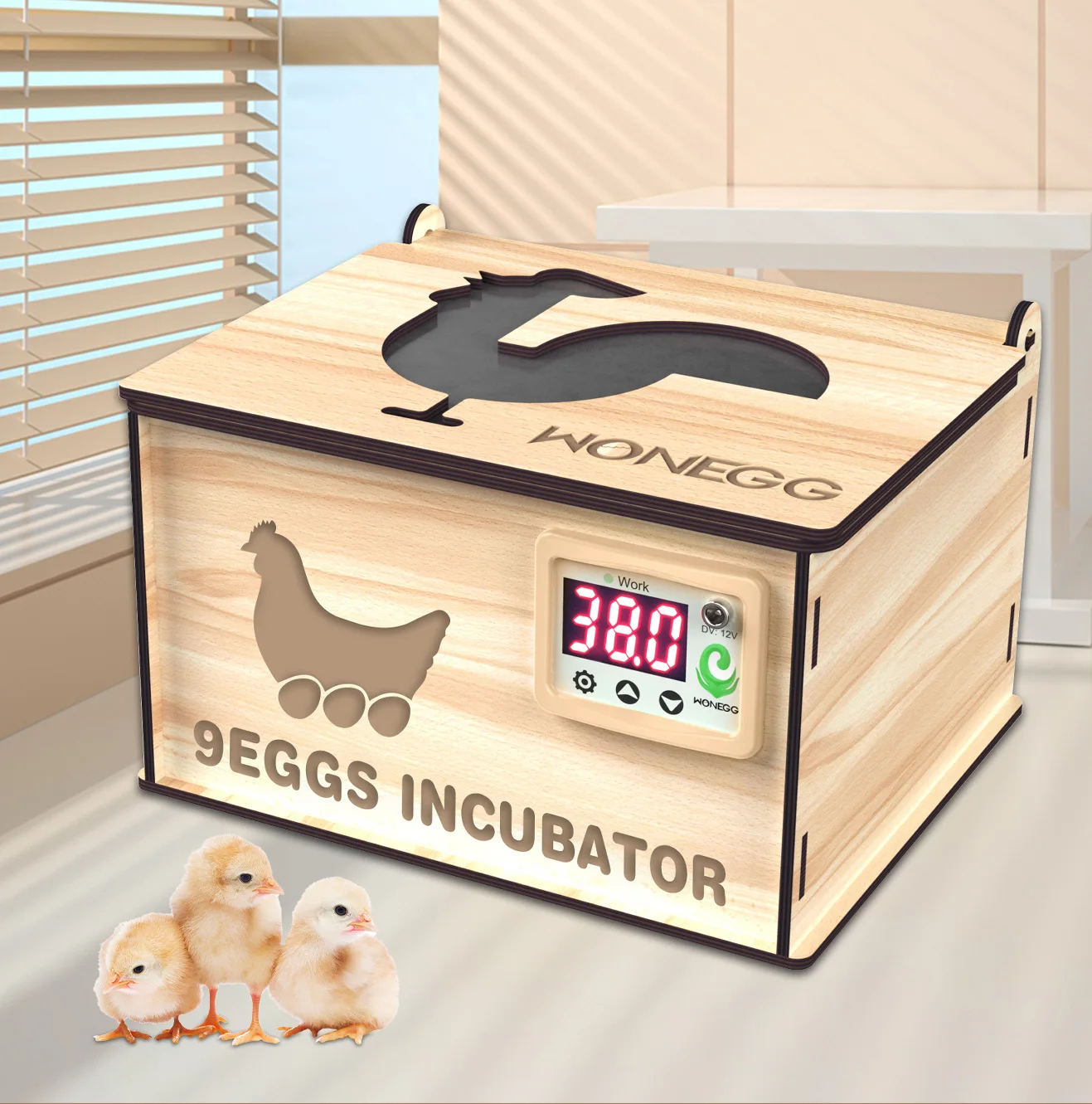 

Wonegg, искусственное сосновое яйцо, инкубационная машина, деревянные материалы, Автоматическое яйцо, 9 объем, водяная кровать для инкубации, Цыпленок, утка, товары 220 В, 12 В