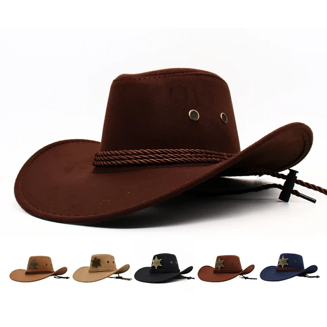 Classic Large Wide Brim Western Cowboy Men's Hat Horse Riding