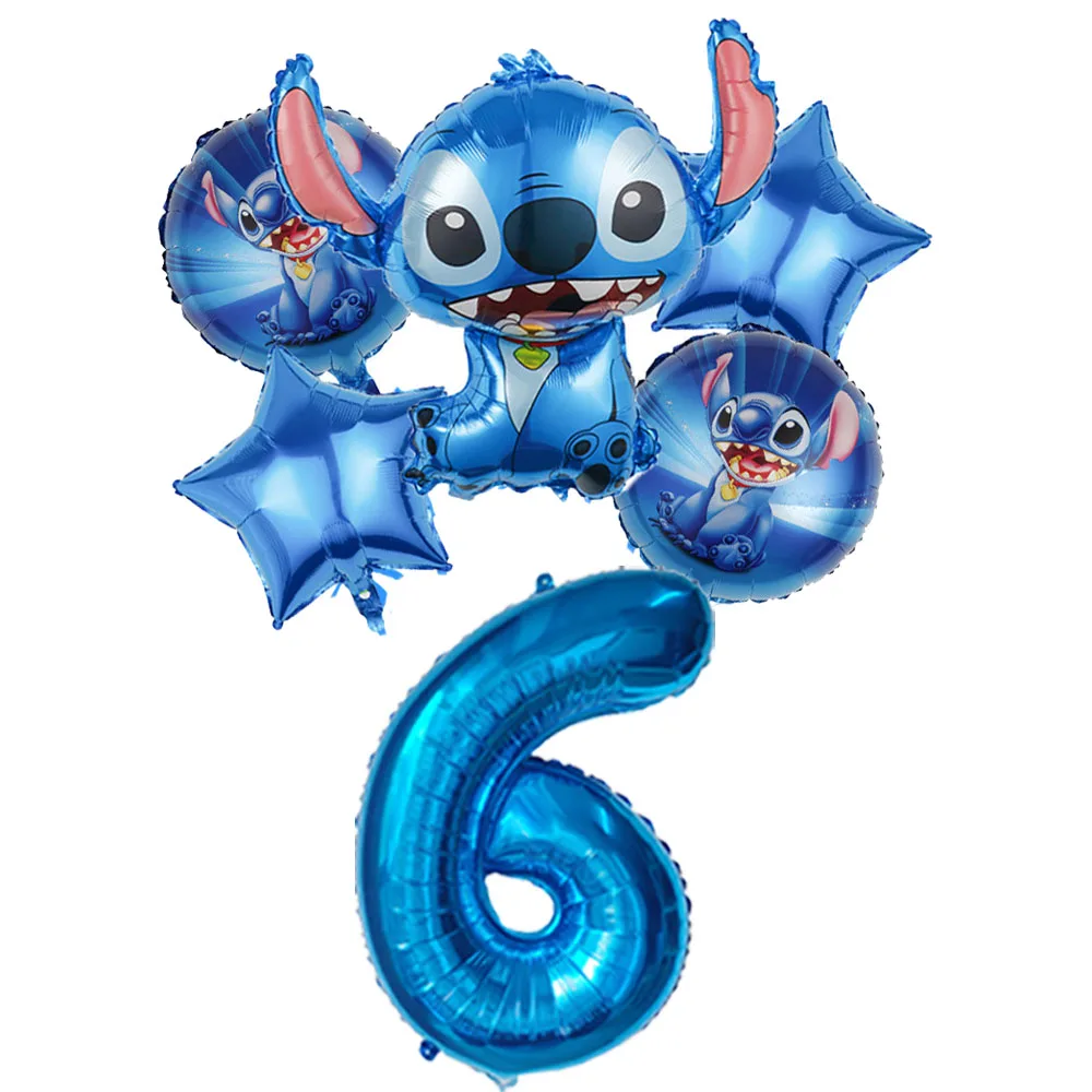 thumbnail image 1 of 6 piezas de globos azules de Lilo & Stitch de Disney, decoraciones para fiestas de cumpleaños de niños y niñas, globos inflables de helio, suministros para fiestas de baby shower, 1 of 5