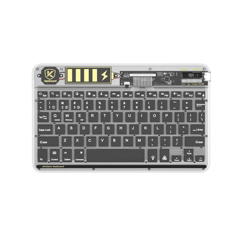 Suitable for iPad, computer, bluetooth keyboard, multi-system device, silent, thin, portable, transparent backlit keyboard