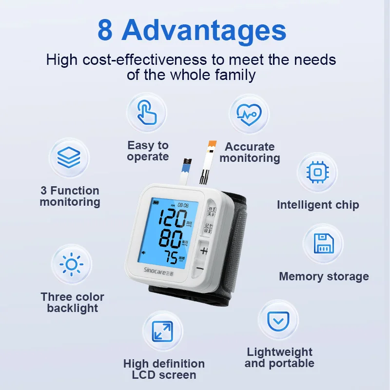 Sinocare YTN11 Blood Pressure Monitor Blood Glucose Meter Uric Acid Tester 3in1 (Meter or only Strips) 3
