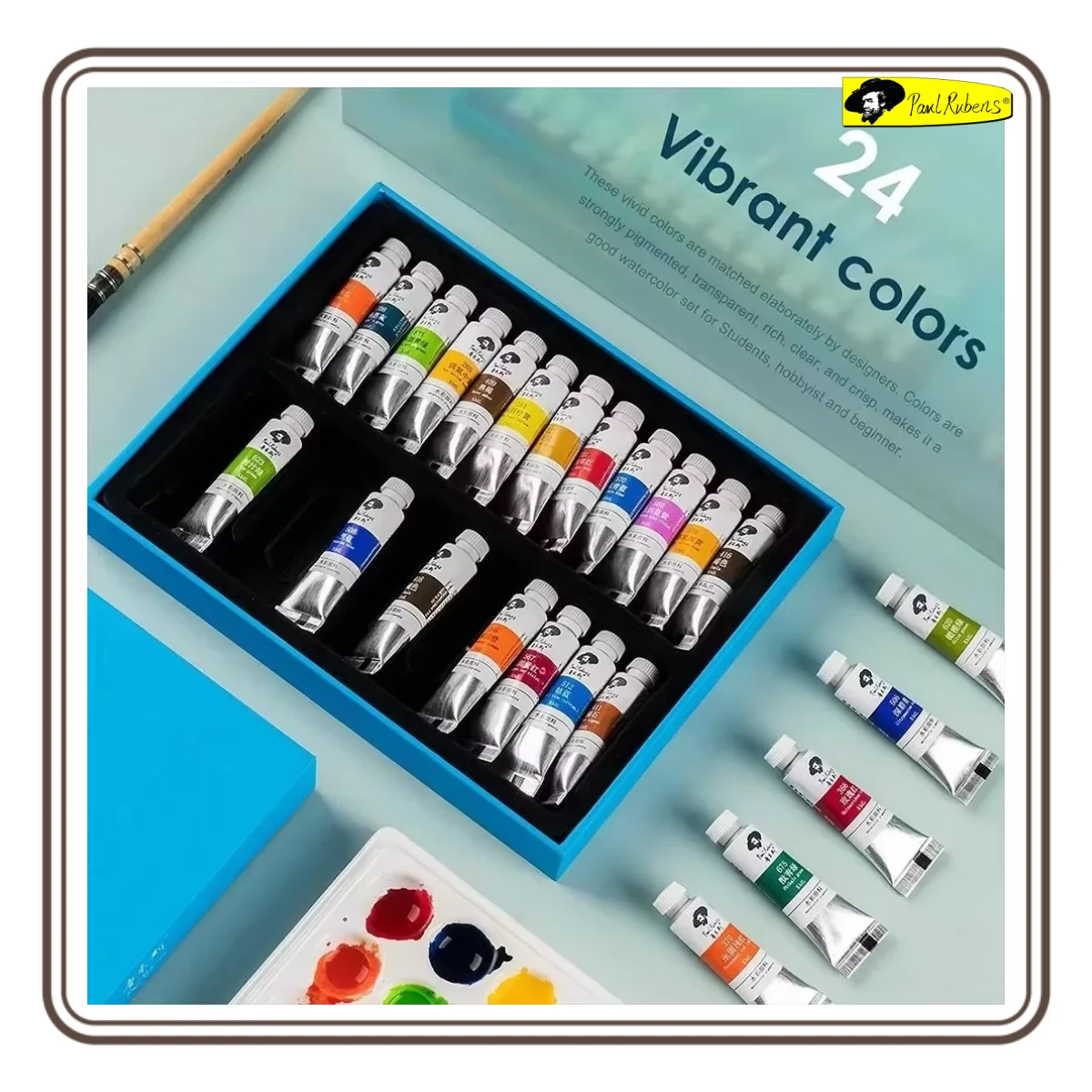 Paul Rubens Professional Tubular Watercolor Paint 24/36 Vibrant Colors Rich Pigments 5ml for Painters Artists Students
