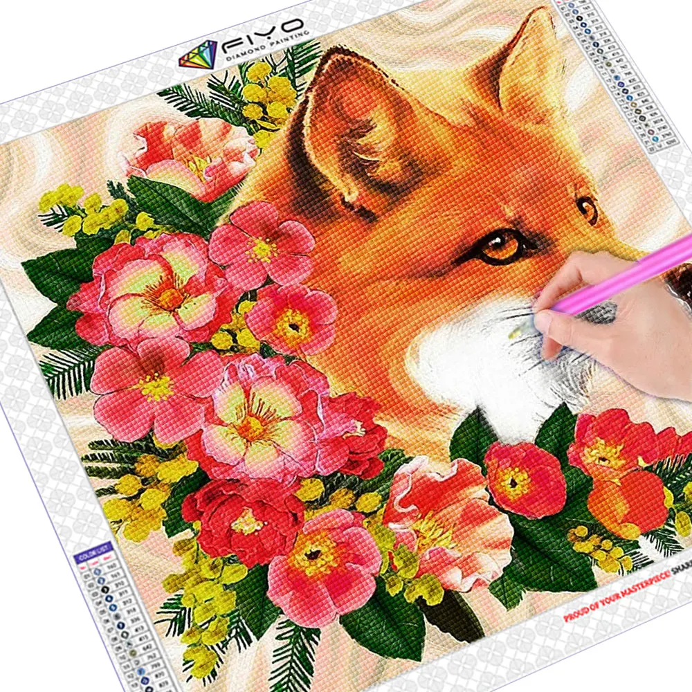 5d Diamond Painting Complete Kit Fantasy Flower Fox Full Square