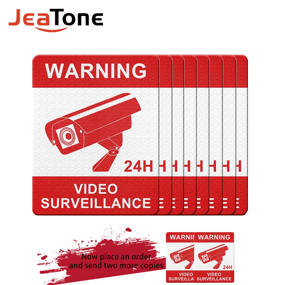 

Jeatone Safety Protection 8 waterproof CCTV alarm posters, stickers, wallpapers for house video surveillance signssafety cameras