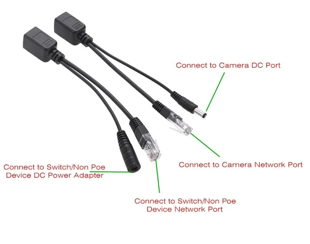 1/3/5/10 Pair POE Cable Passive Power Over Ethernet Adapter Cable POE Splitter Injector Power Supply Module 12v For IP Camera 3