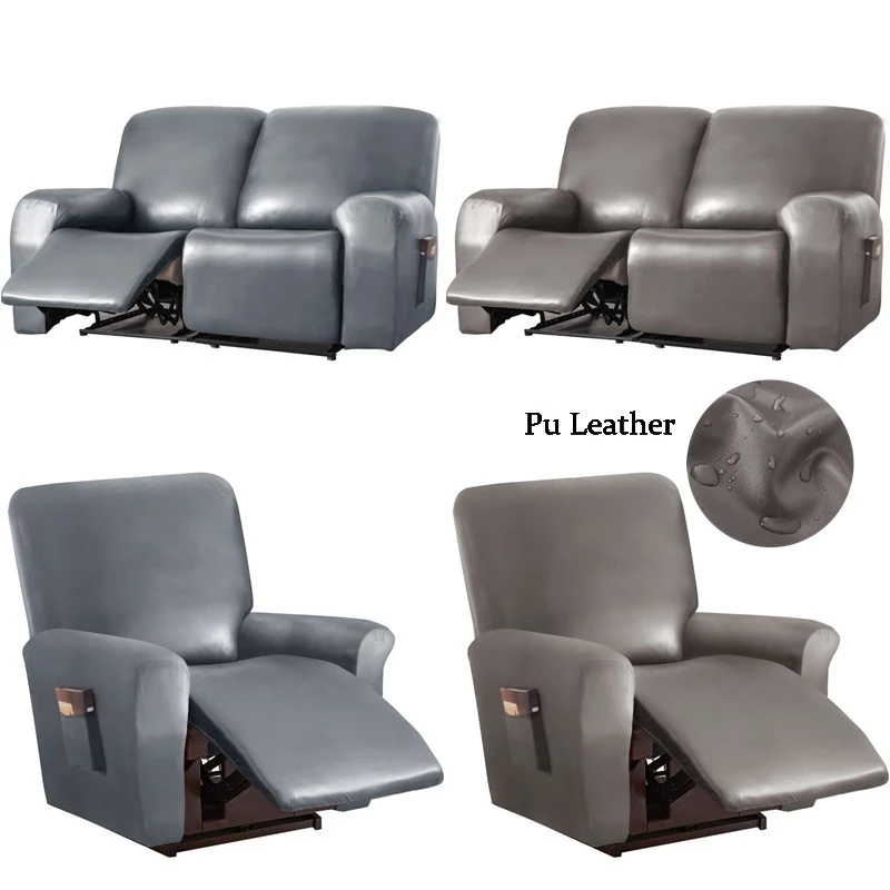 Waterproof Recliner Chair Cover PU Leather Solid Color Relax Lazy Boy