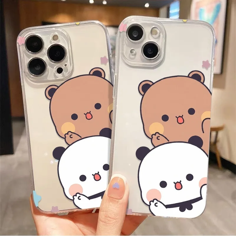 Adorable Cartoon Couple Panda Phone Case Cover