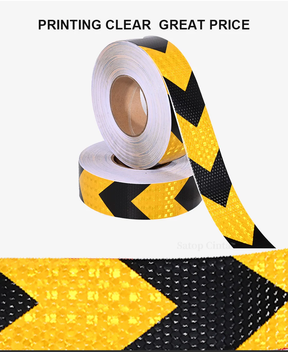 5cm*10m Arrow Reflective Tape Fluorescent Lemon Yellow White Red Waterproof Adhesive Reflectors Sticker For Car Motorcycle Truck