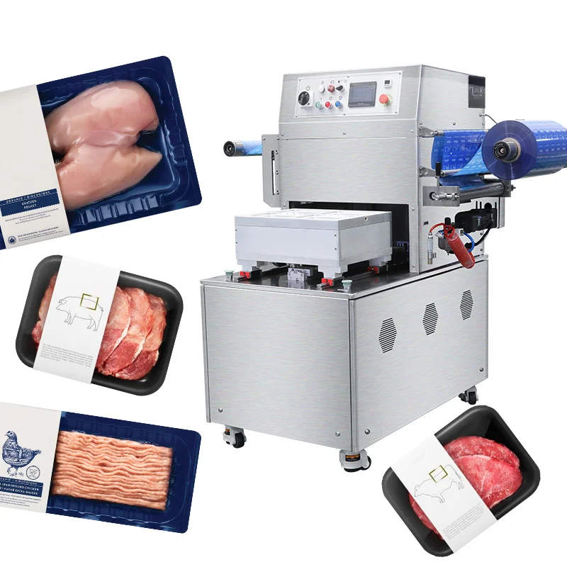 Industrial Map Air Sucking Gas Flushing Meat Food Skin Tray Chamber Vacuum Sealer Sealing Packing Machines 1