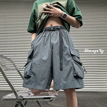 2024 Elegant Fashion Harajuku Slim Fit Ropa Hombre Loose Casual All Match Cargo Pants Solid Pockets Straight Leg Wide Leg Pants 1