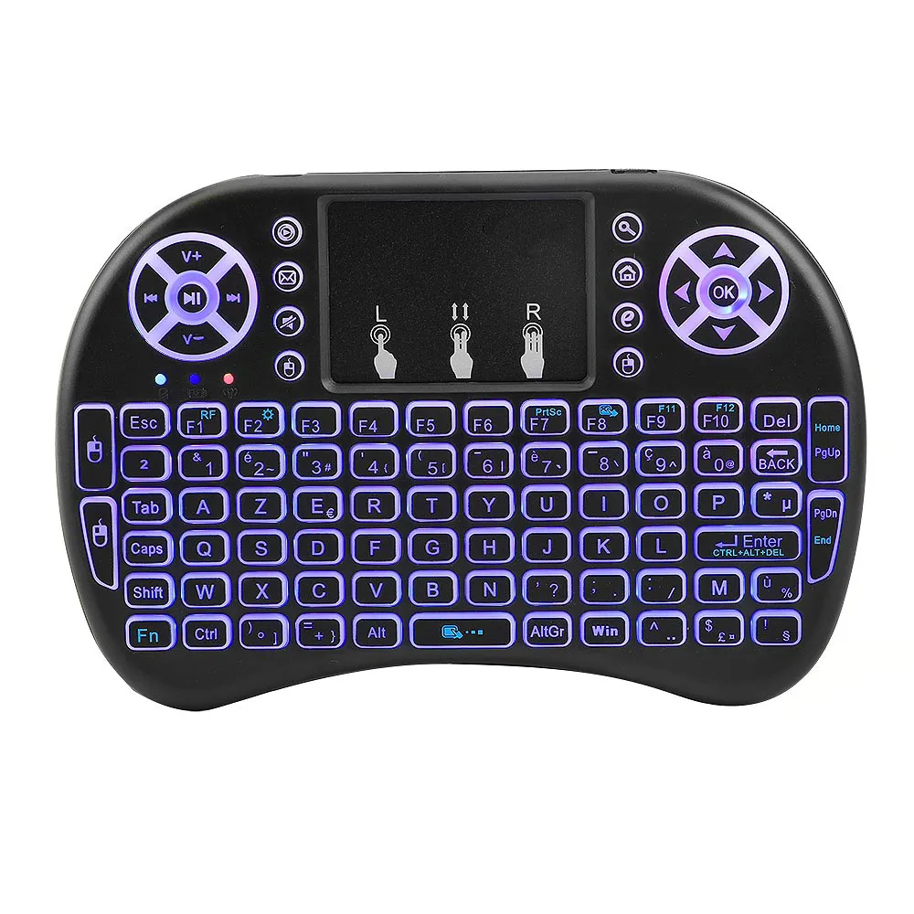 Mini Air Mouse com Teclado Retroiluminado sem Fio com Touchpad 2.4g para Android Inglês Russo Espanhol Francês i8 - Imagem 4