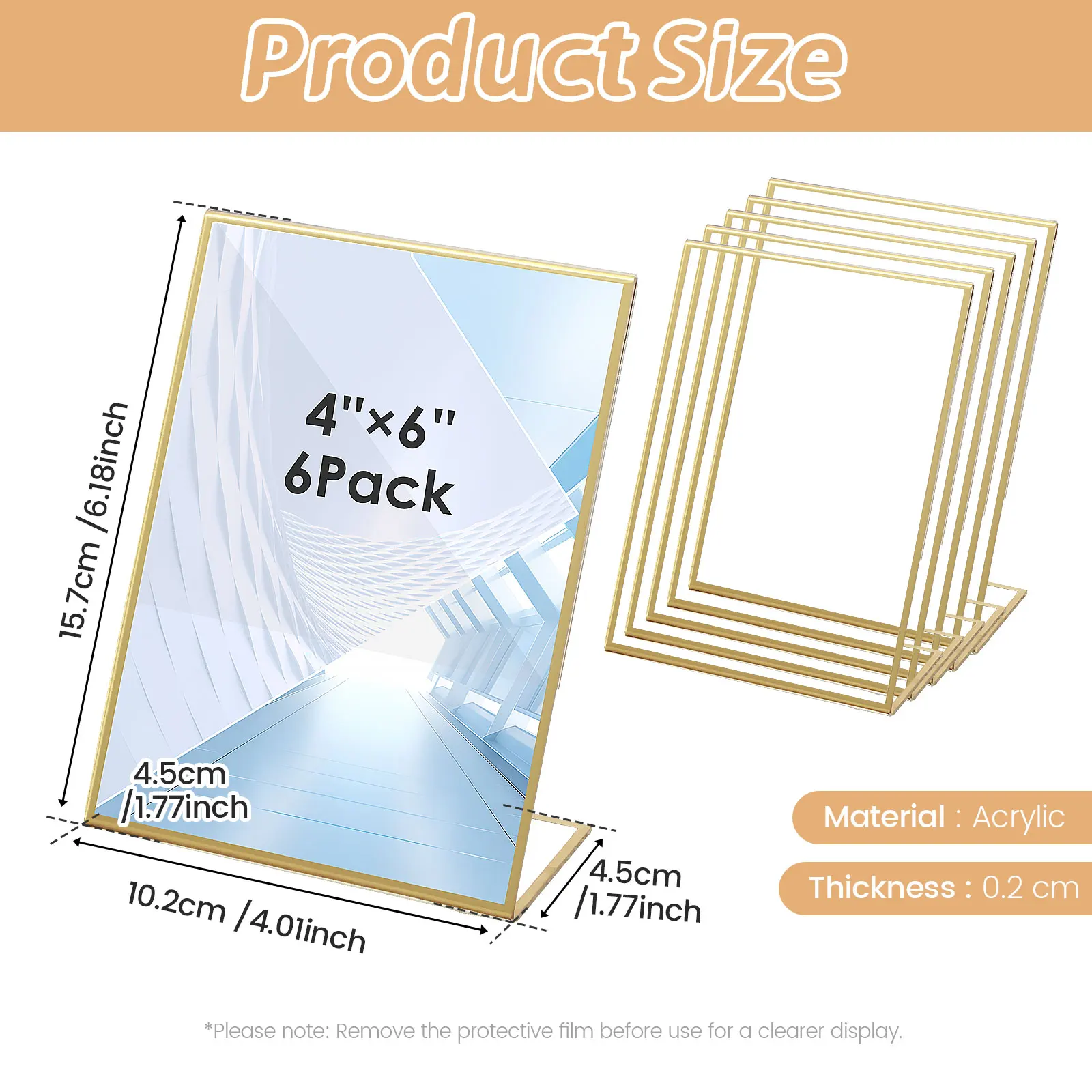 Place Card Holders Acrylic Sign Holders Gold Borders Acrylic Sign Holder Picture Frame Display Stand Clear Paper Holder Table Number Menu Stands for Wedding Restaurant