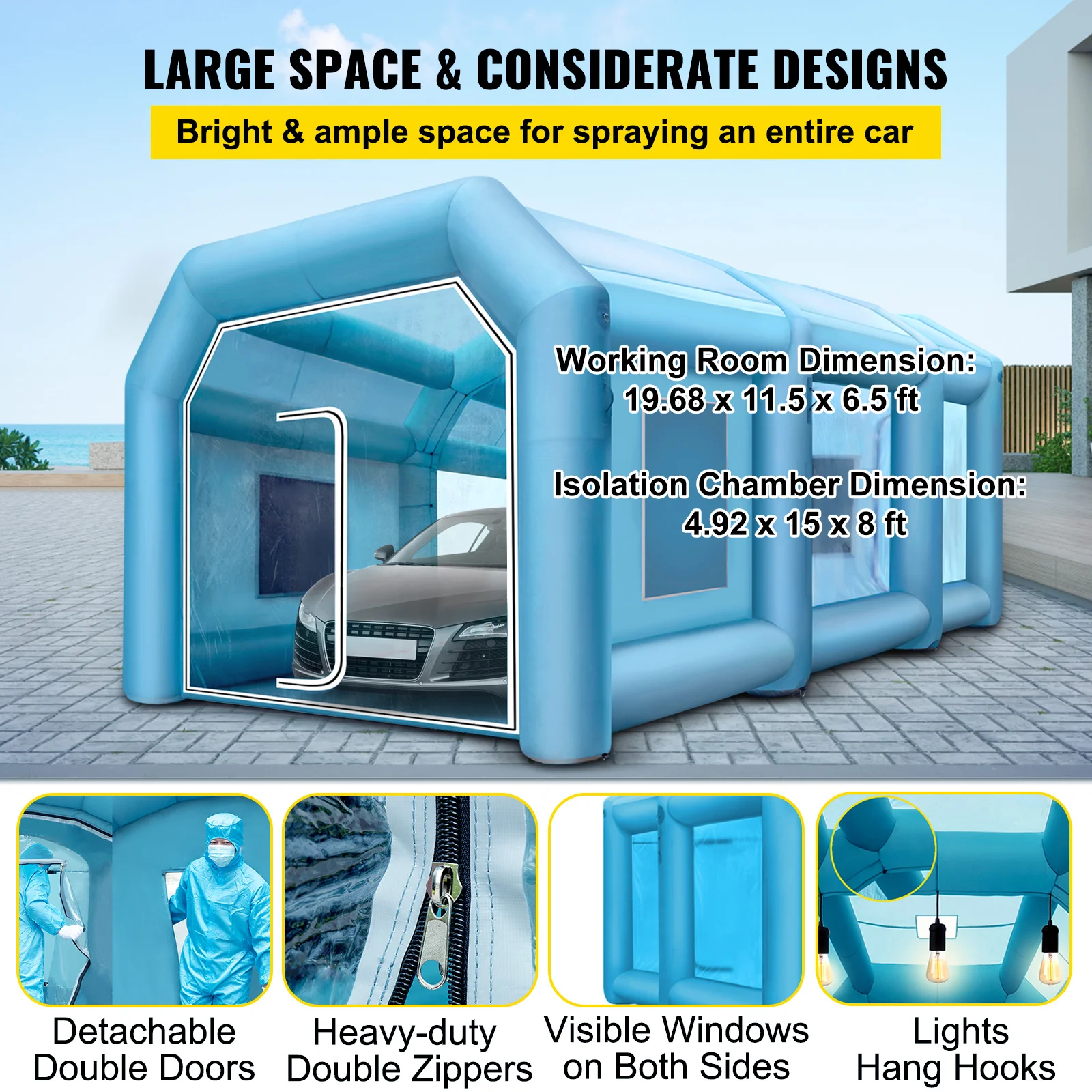 Outdoor portable inflatable car painting spray booth ,8x4x3m