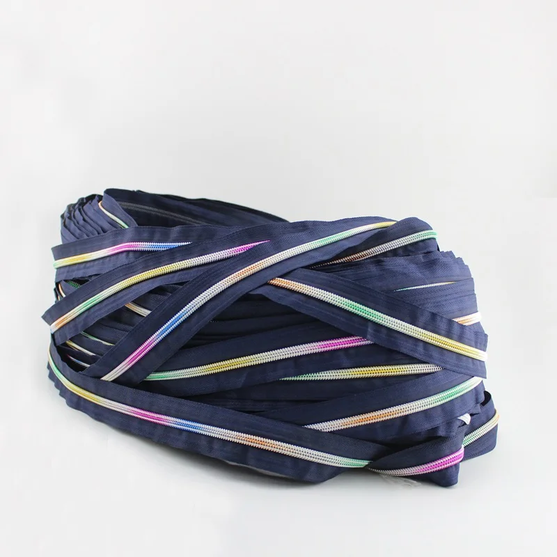 30Yards 5# rainbow nylon teeth zipper,7 kinds colorful No5 plastic zippers for DIY leather bags,clothing pants making