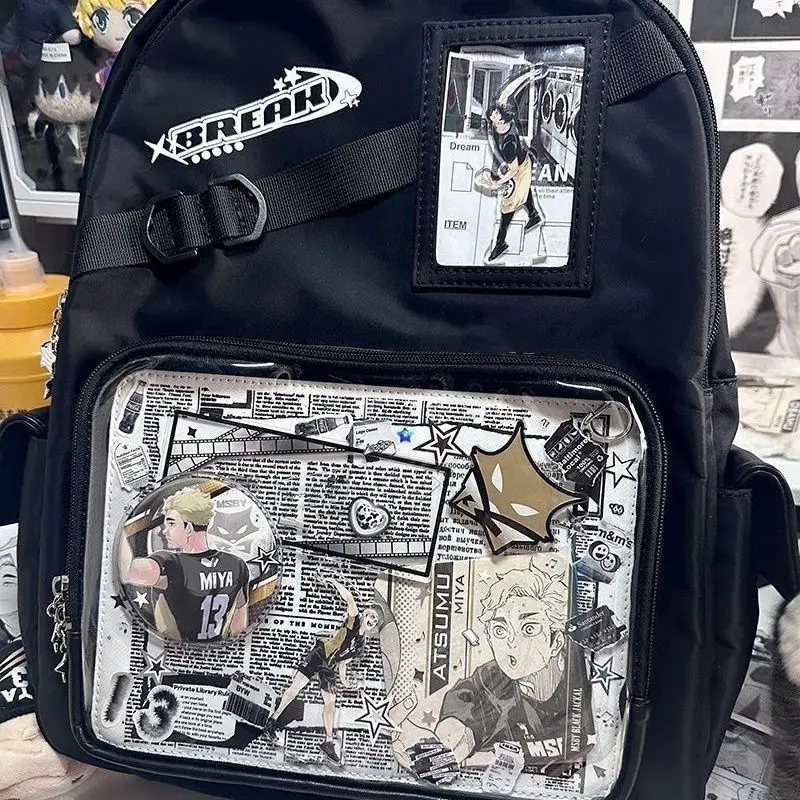 Zaino alla Moda per Ragazze con Scomparto Trasparente, Borsa Ita per Studentesse delle Scuole Superiori, Zaino a Spalla di Grande Capacità - immagine 2