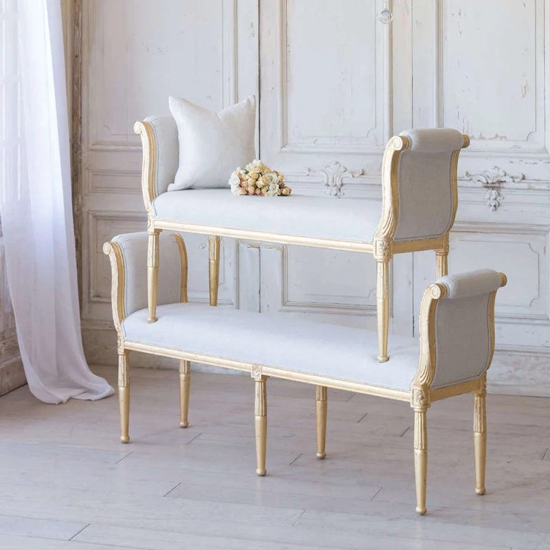 

Французский доступ Lux деревянный резной стул для кровати винтажный Состаренный стул для гардероба