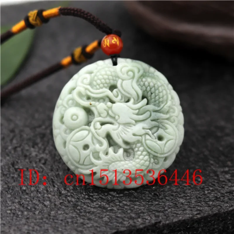 Natural White Green Jade Money Dragon Pixiu Carved Pendant Necklace Charm Jewellery Fashion Lucky Amulet Gifts Women Man