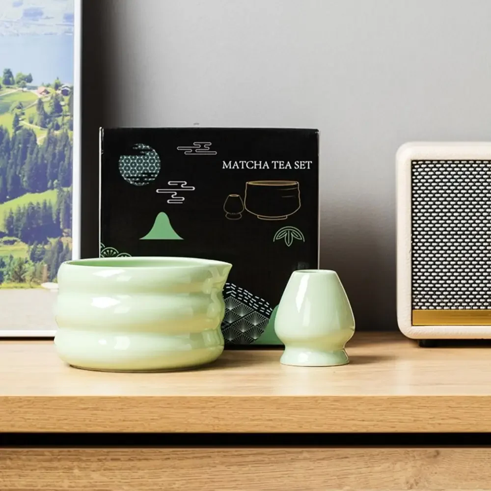 Ceramic Matcha Tea Set Smooth High Temperature Resistant Tea Wash Stool shaped Bowls Large Capacity Durable Ceremony Tool