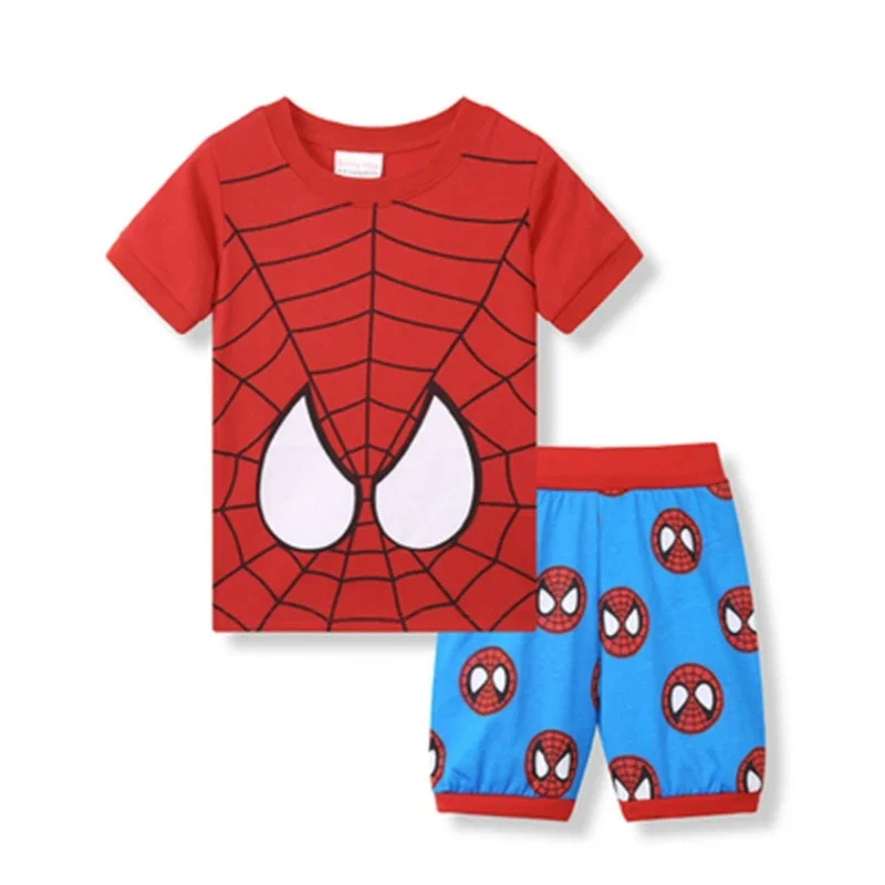 Summer Kids Boys Clothes Set Baby Girls Frozen Pajamas Short Sleeve Children Sleepwear Spiderman Pyjama Set Top Pants 2PCS/Set