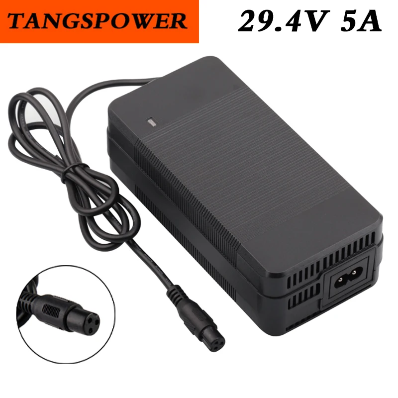 

29.4V 5A Lithium Battery Charger 24V 7S Li-ion Battery Charger 3P GX12 Connector Fast Charging